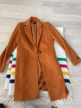 RW&CO. Women's Single-Button Trench Coat in Rust Orange